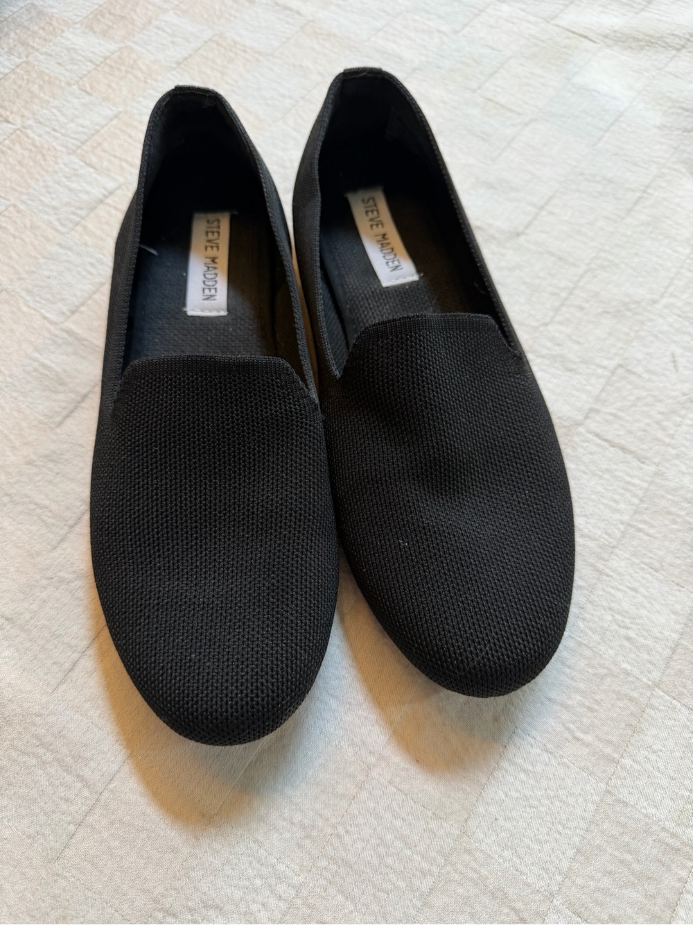 Steve Madden Black Knit Slip-On Loafers